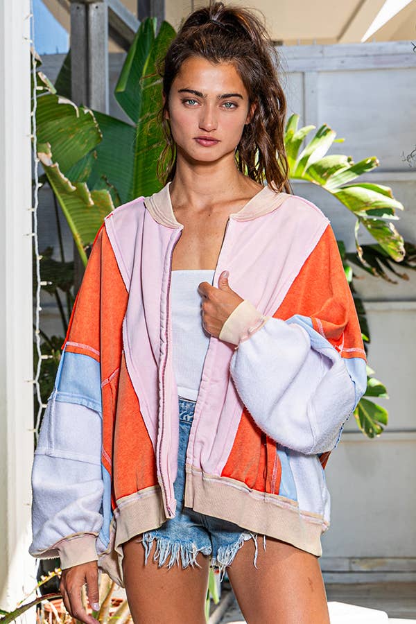 Colorblock Zip Up Jacket