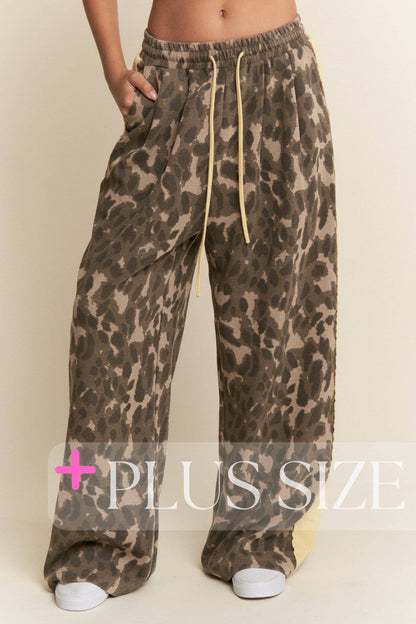 Leopard Print/Butter yellow Wide Leg Bottoms