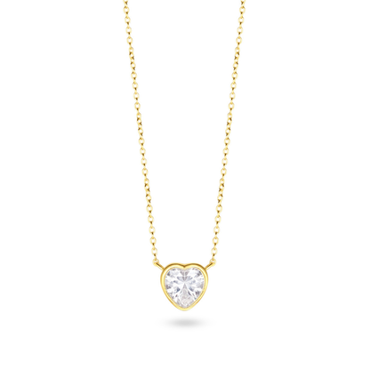 Heart Necklace in White CZ