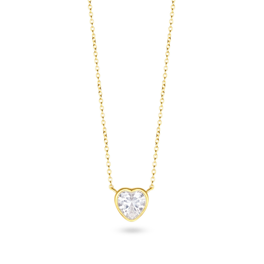Heart Necklace in White CZ