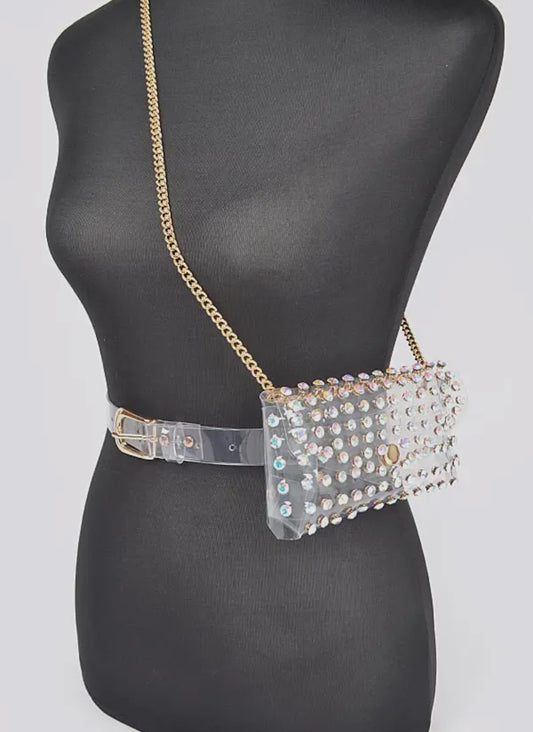 Clear bag w/ gold chain