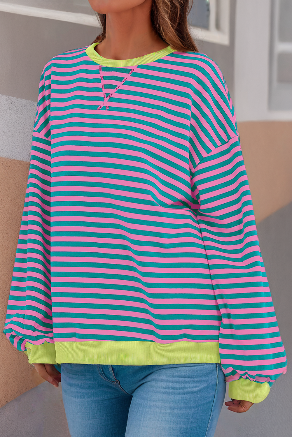 Stripe Contrast Pullover