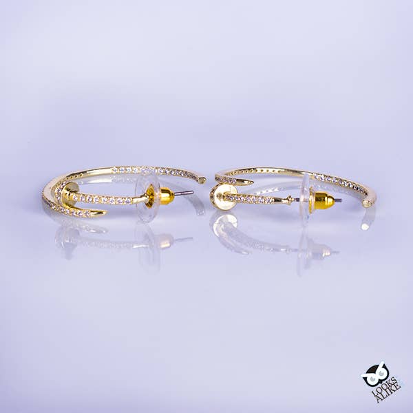 Gold & Crystal Nail Hoops