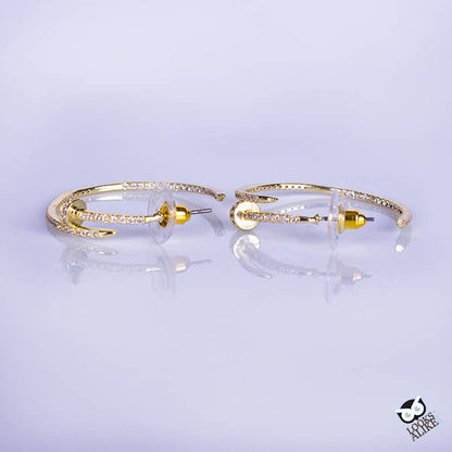 Gold & Crystal Nail Hoops