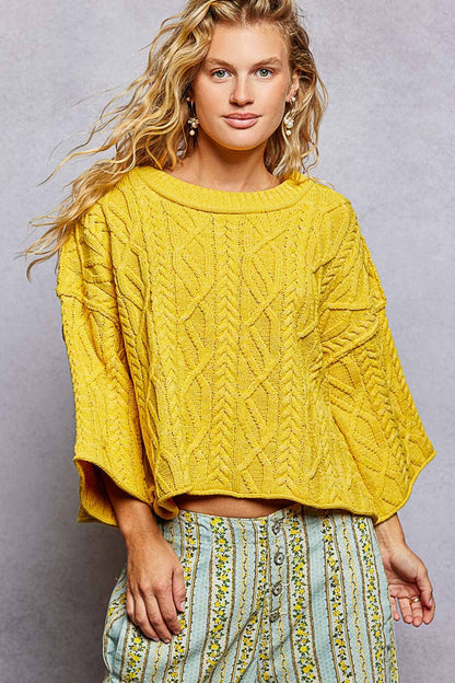 Preorder Cozy Cable Knit Cropped Pullover Sweater