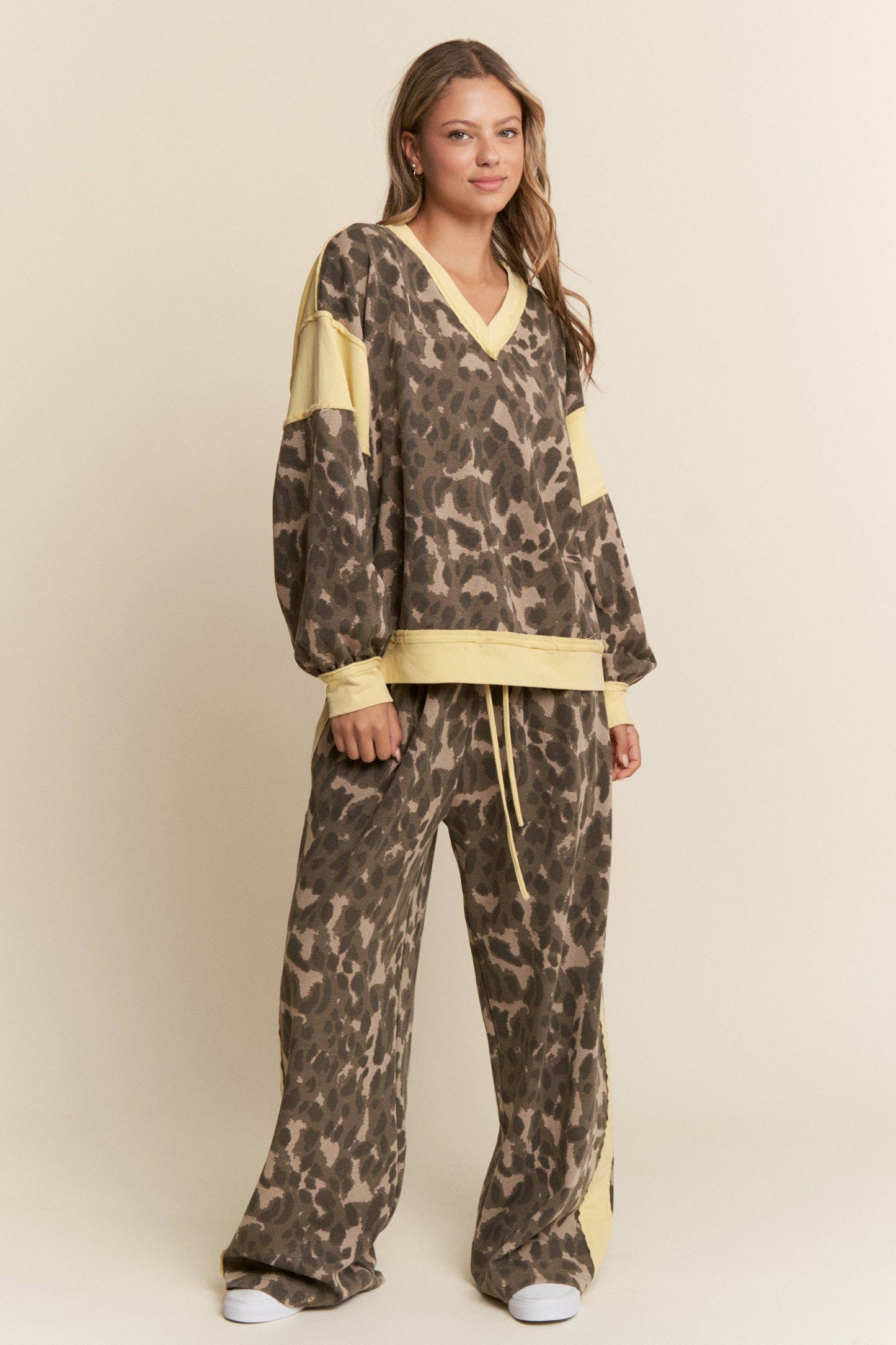 Leopard & Butter yellow  Sweater Top