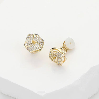 14K Gold Plated Knot Stud Clip On Earrings
