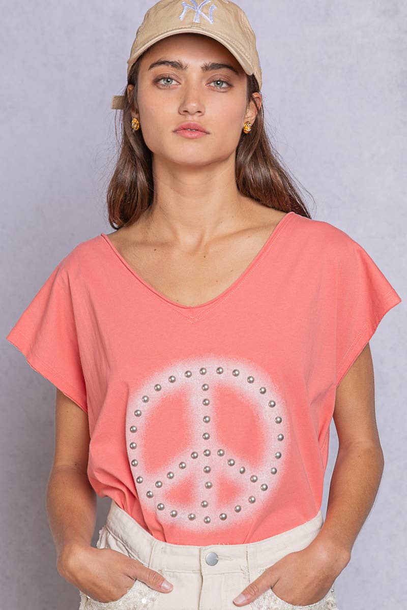 Studded peace tee