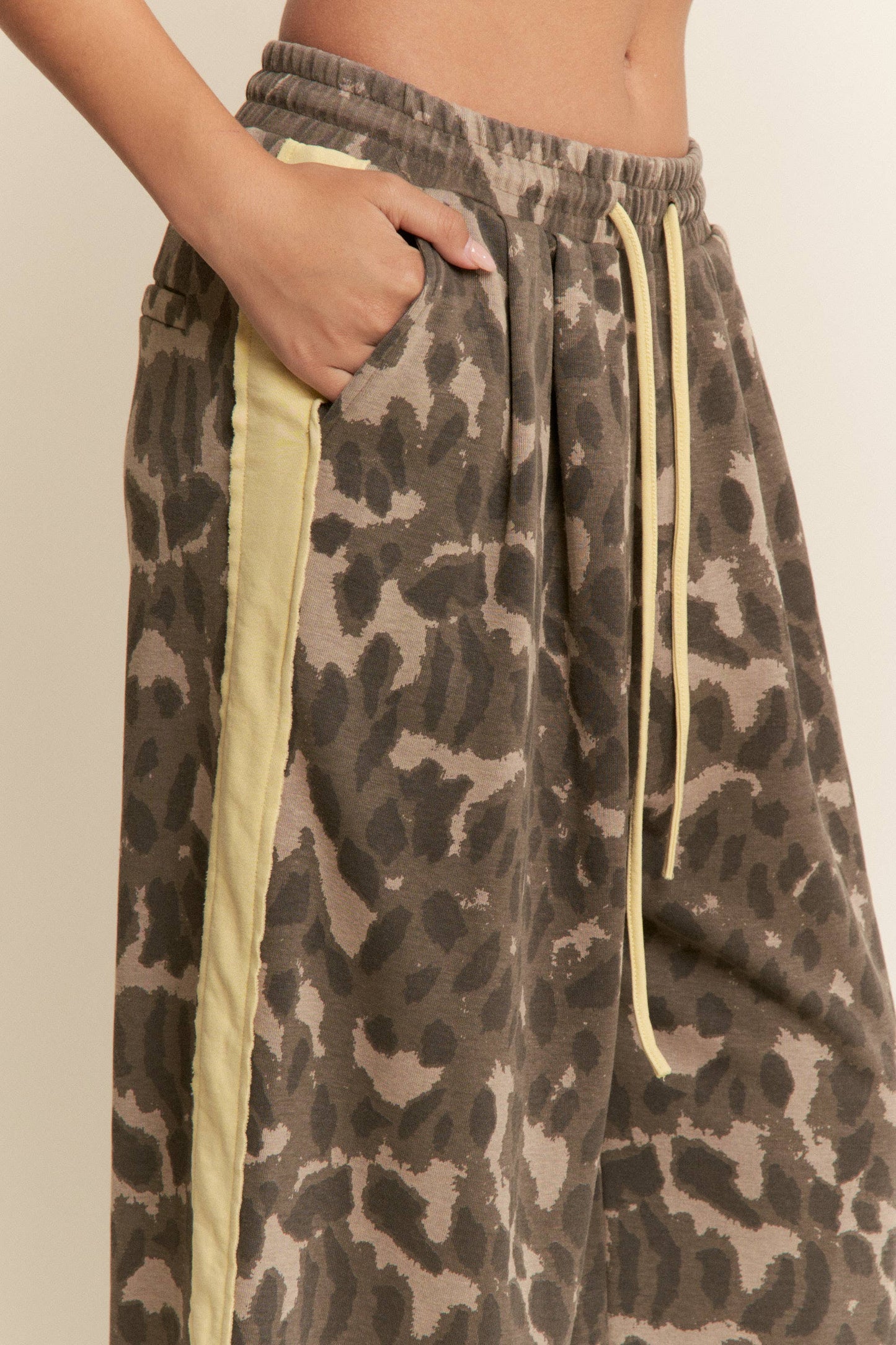 Leopard Print/Butter yellow Wide Leg Bottoms