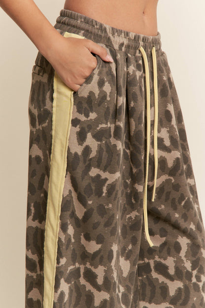 Leopard Print/Butter yellow Wide Leg Bottoms