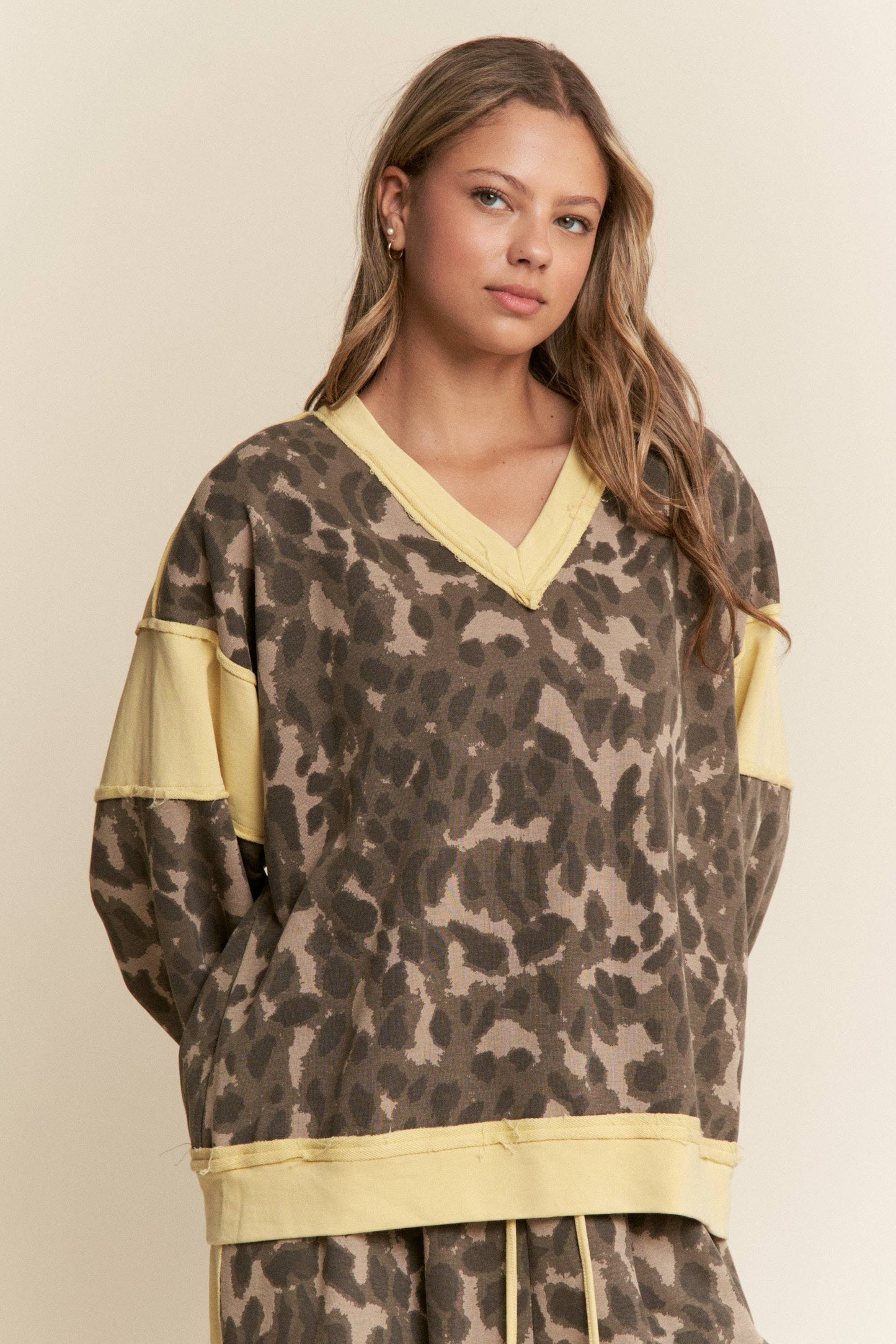 Leopard & Butter yellow  Sweater Top