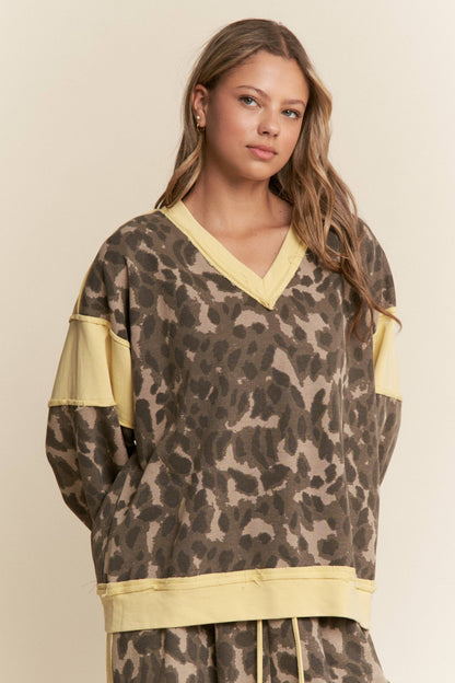 Leopard & Butter yellow  Sweater Top