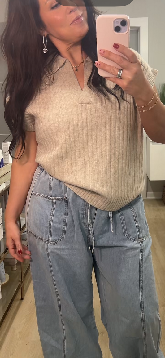 Butter soft collar short sleeve top