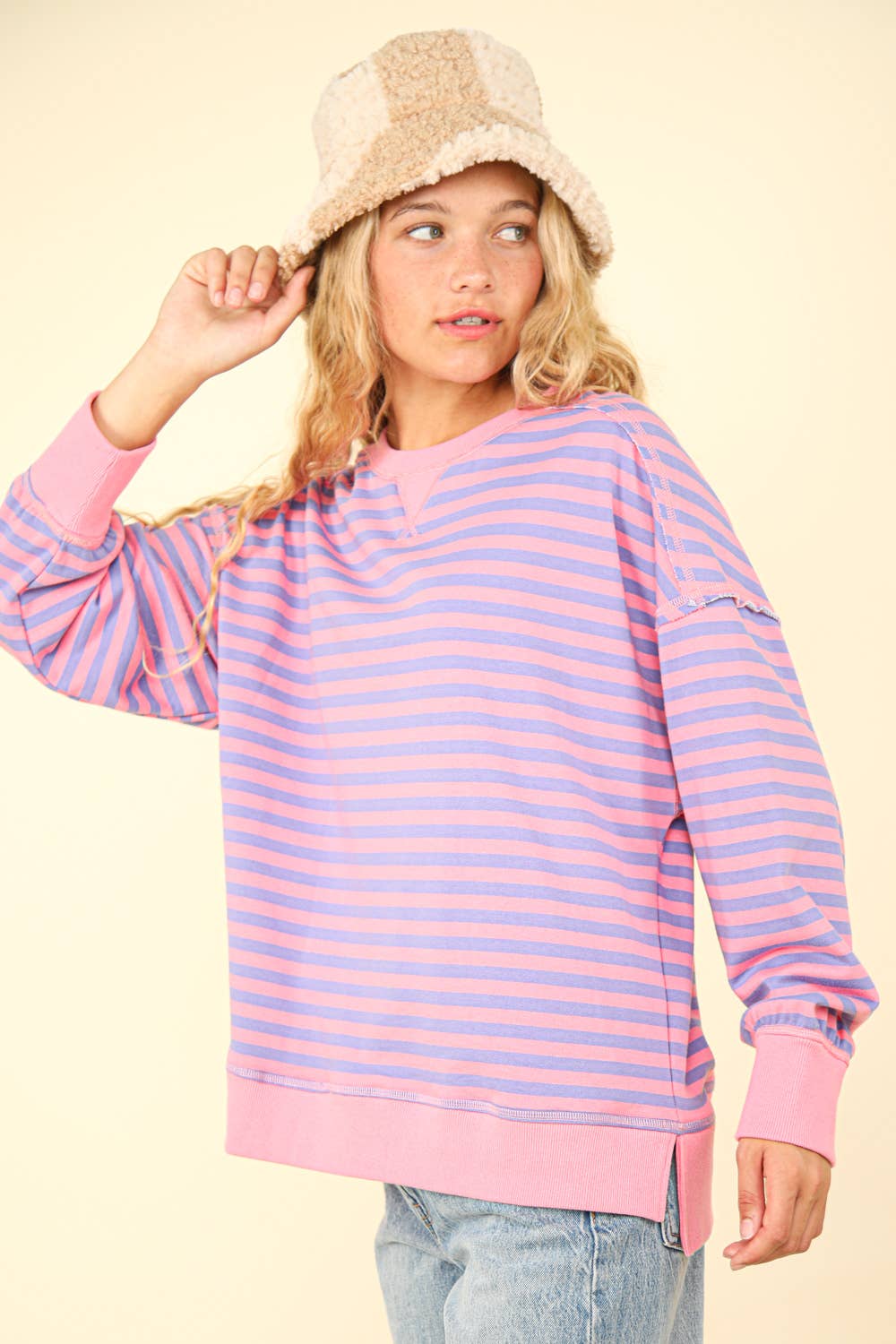 Stripe Comfy Casual Oversized Knit Top