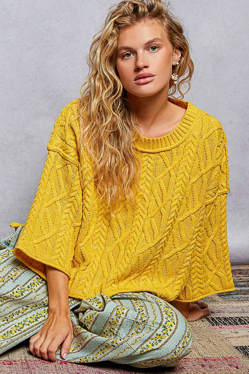 Preorder Cozy Cable Knit Cropped Pullover Sweater