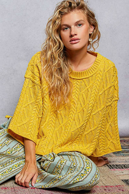 Preorder Cozy Cable Knit Cropped Pullover Sweater