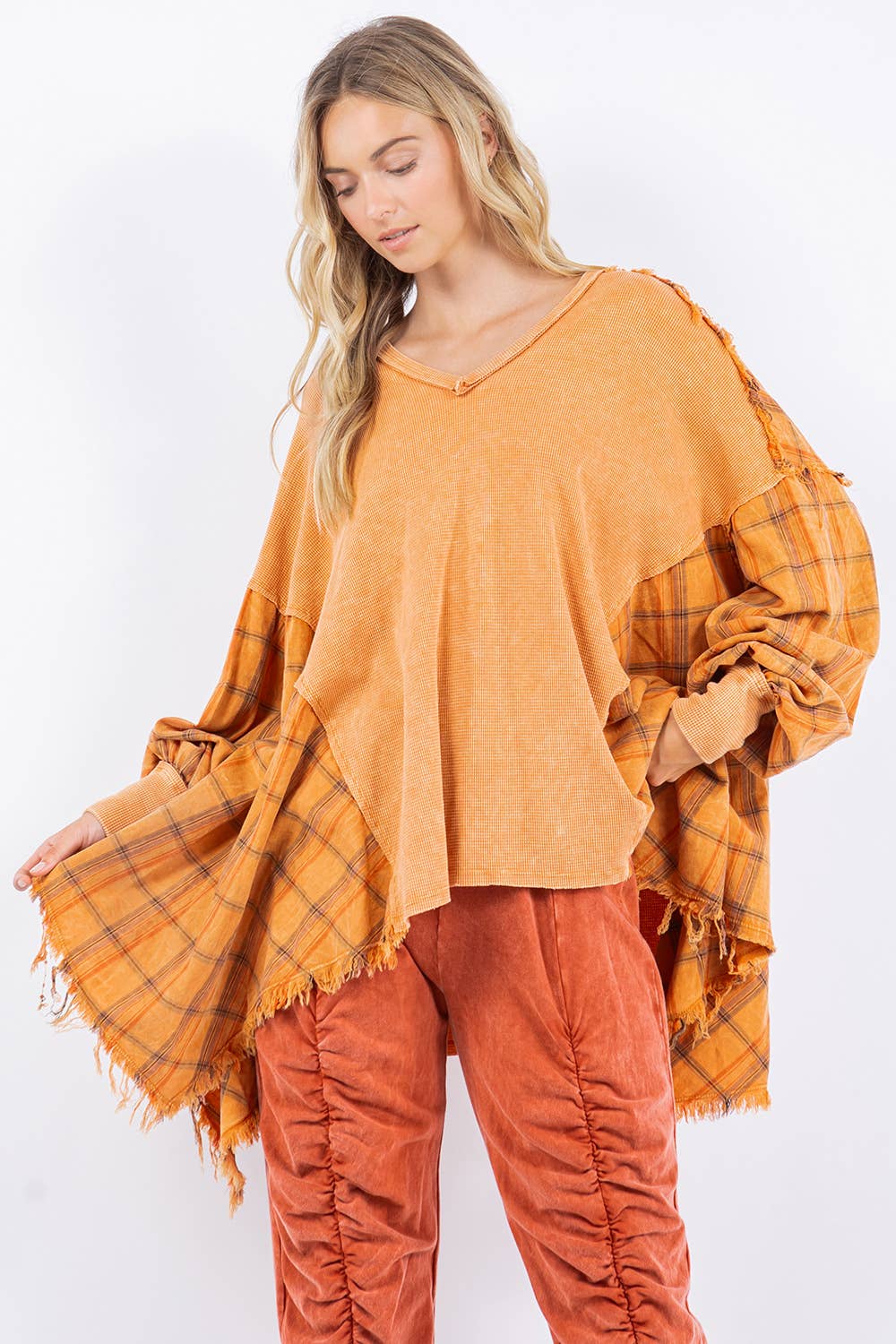 Boho Oversized top with Plaid Flannel