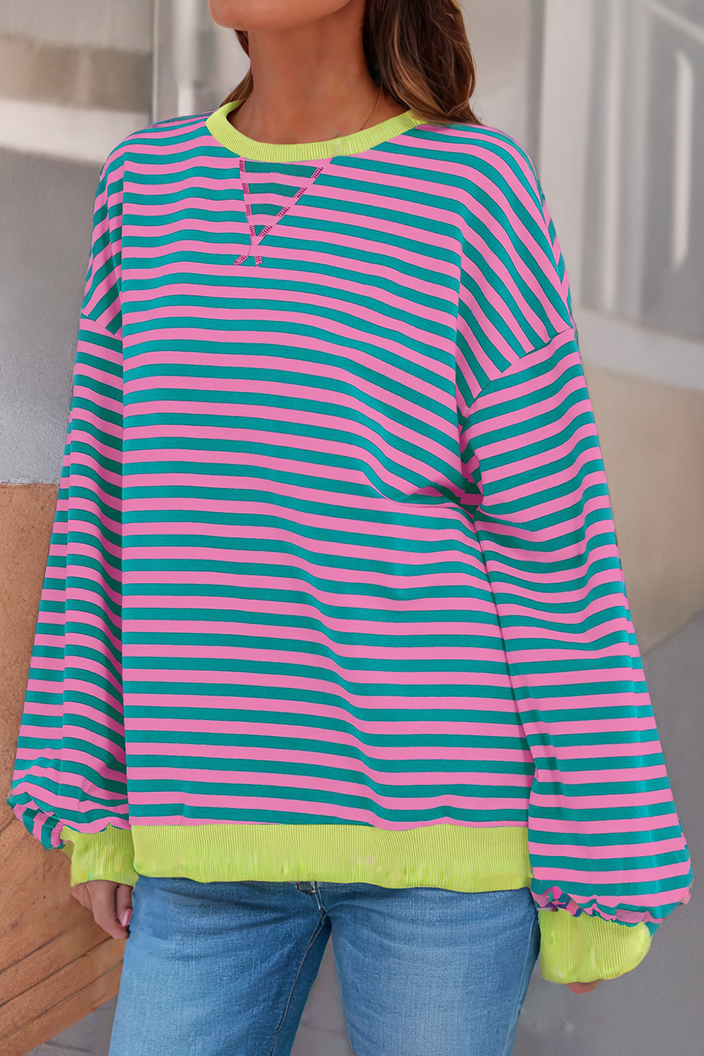 Stripe Contrast Pullover