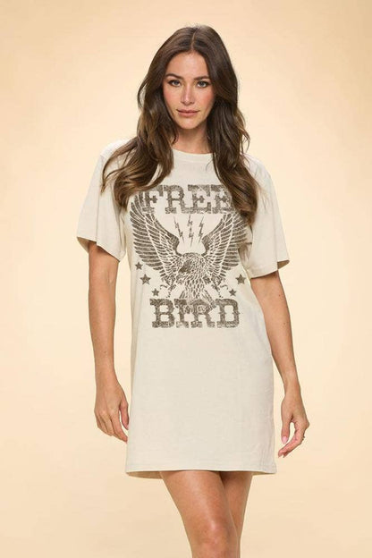 Free Bird Vintage Cotton Graphic Tunic Top