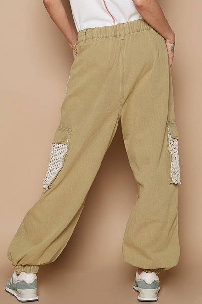 Pol distressed Joggers in cream