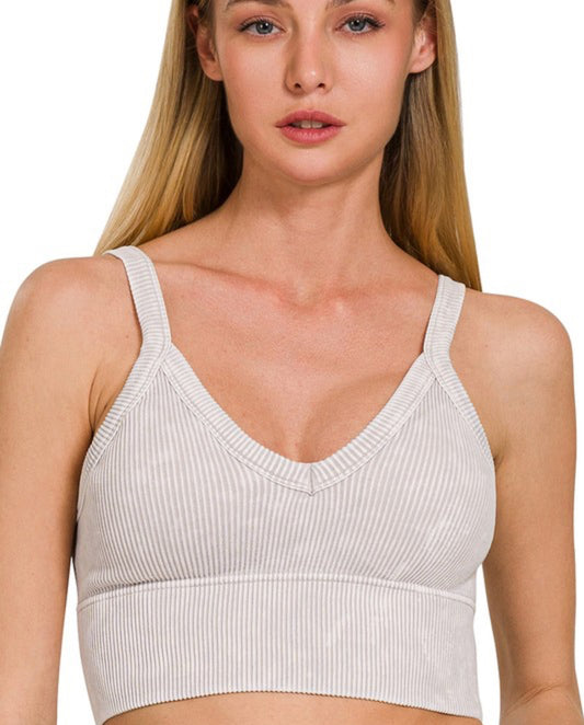 V neck Seamless Cropped Bra Top