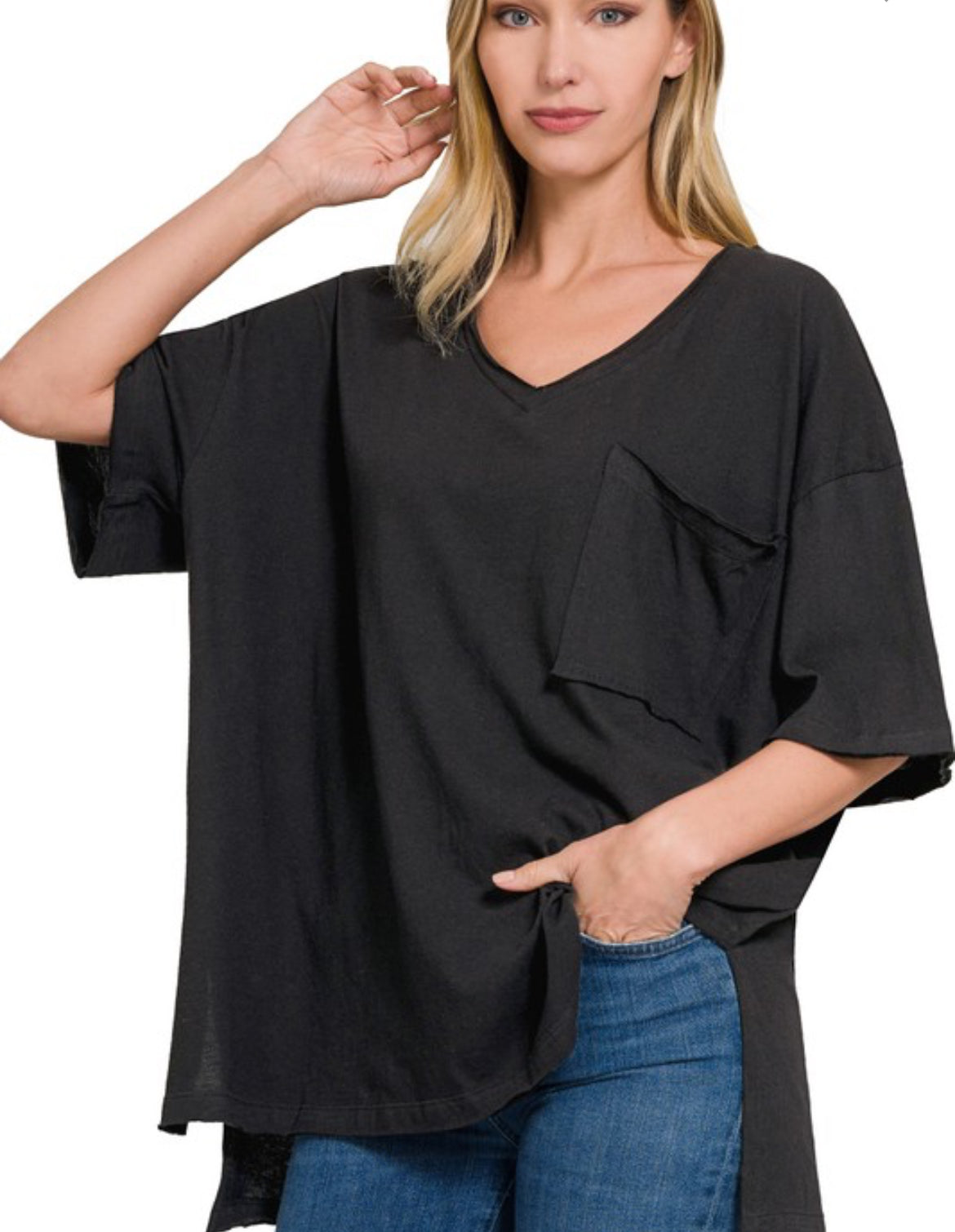 Oversized raw edge Boyfriend Tee (3 colors)