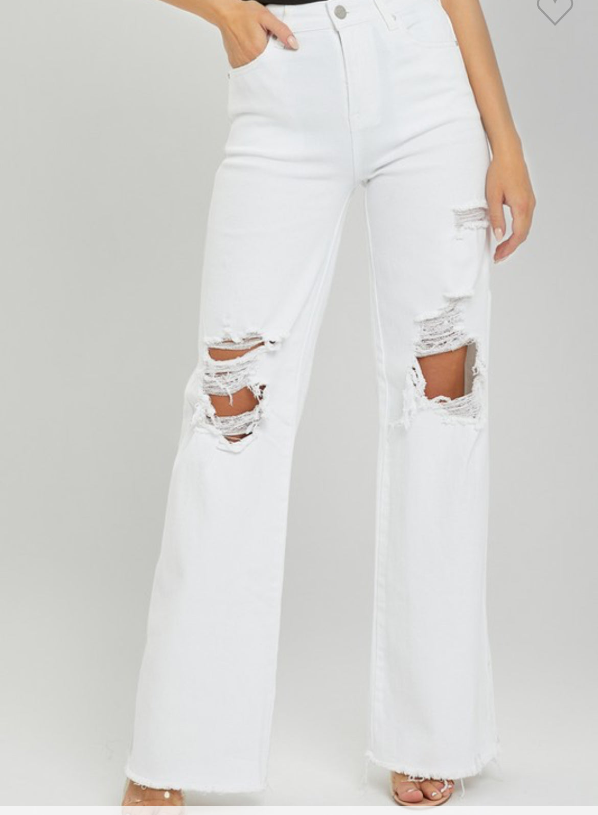 White Risen Jeans