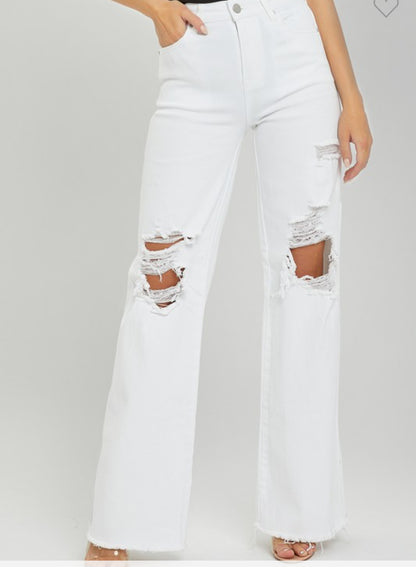 White Risen Jeans