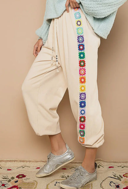 Cream Rainbow Joggers