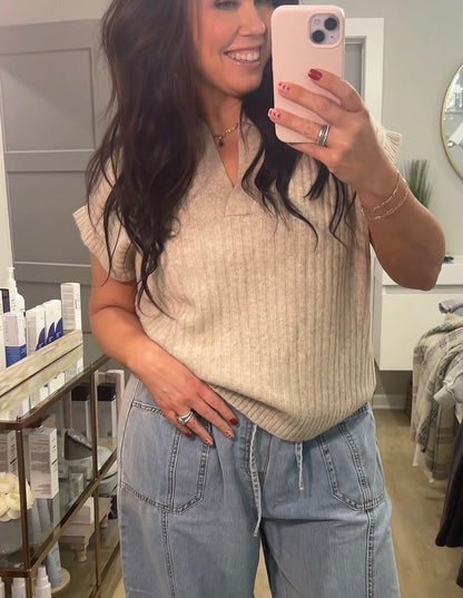 Butter soft collar short sleeve top