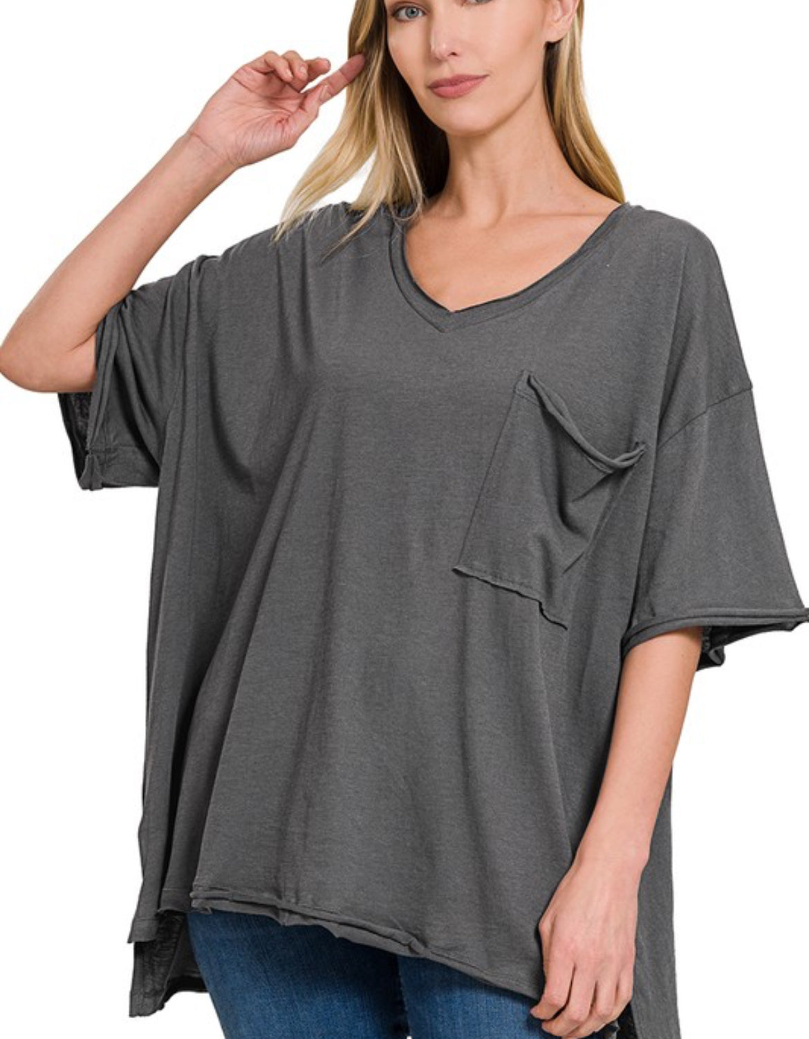 Oversized raw edge Boyfriend Tee (3 colors)