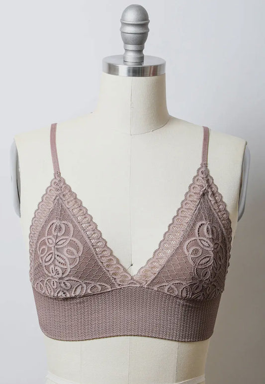 Lace Seamless Bralette (Taupe)