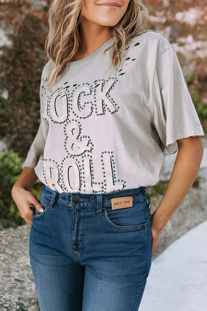 Rock & Roll Graphic Distressed Tee