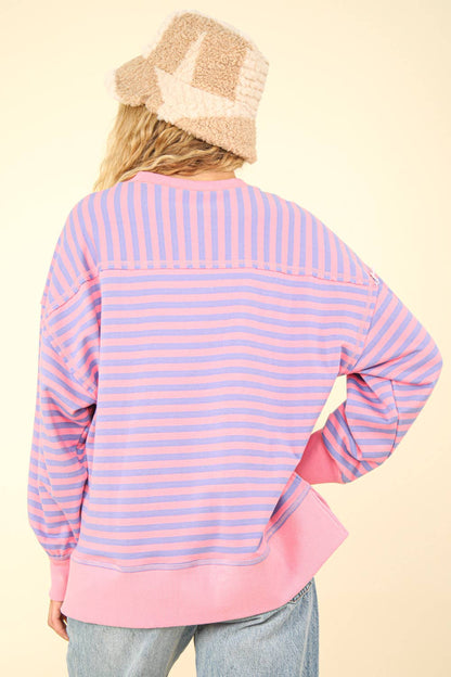 Stripe Comfy Casual Oversized Knit Top