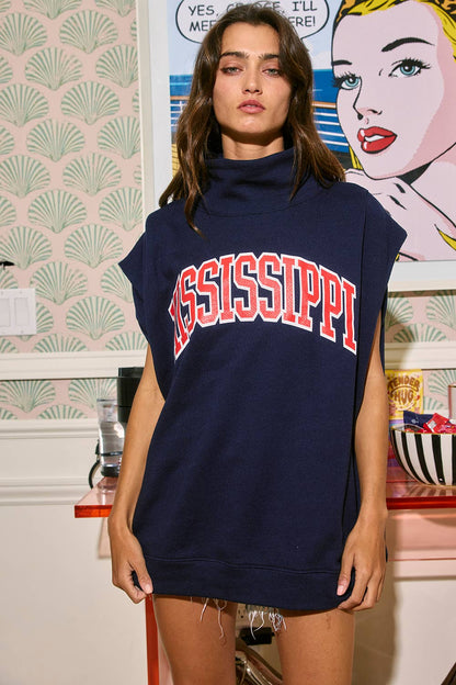 'MISSISSIPPI' Print Oversized Muscle Top