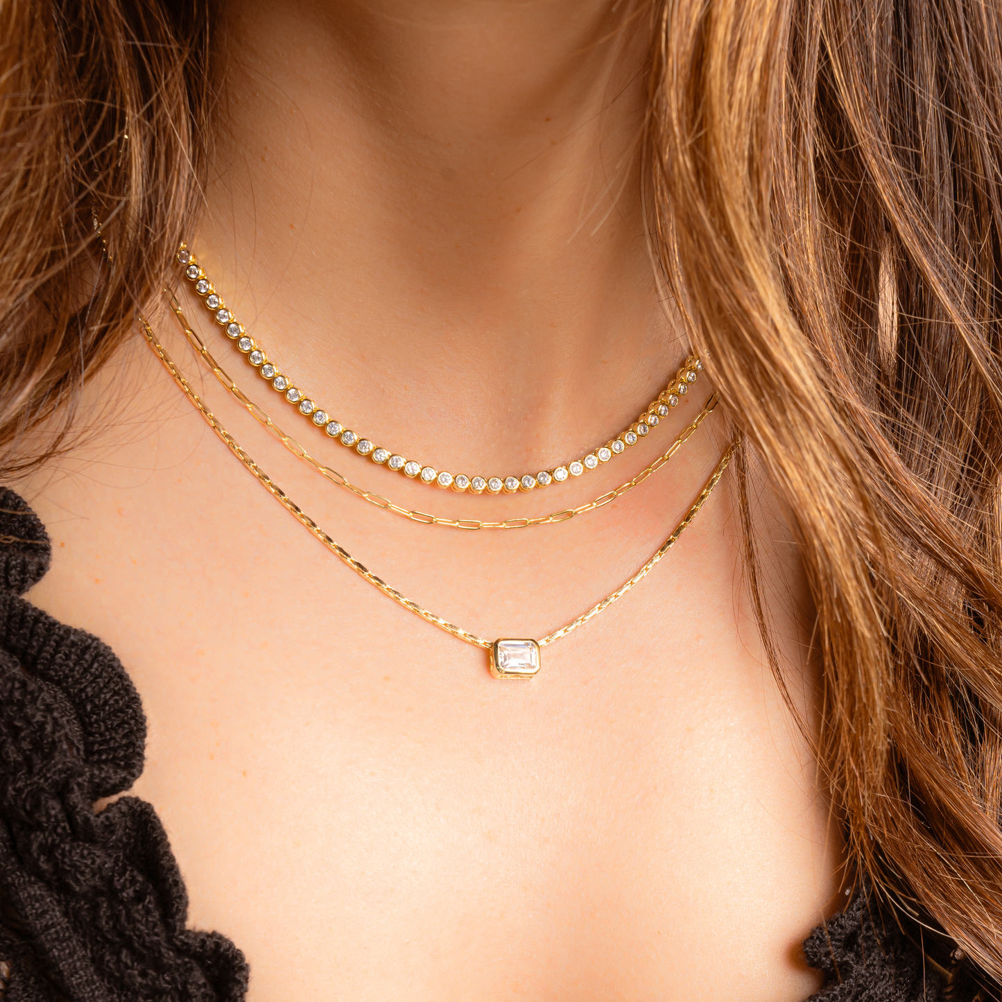 Round Bezel Tennis Necklace