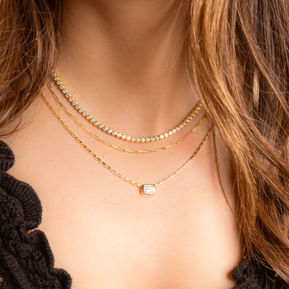 Round Bezel Tennis Necklace