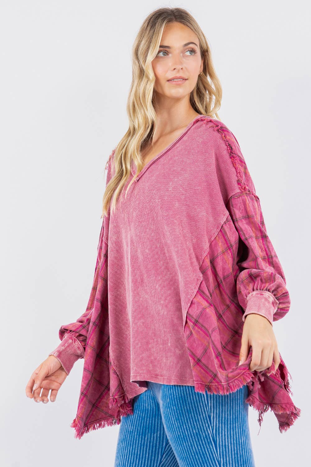 Boho Oversized top with Plaid Flannel