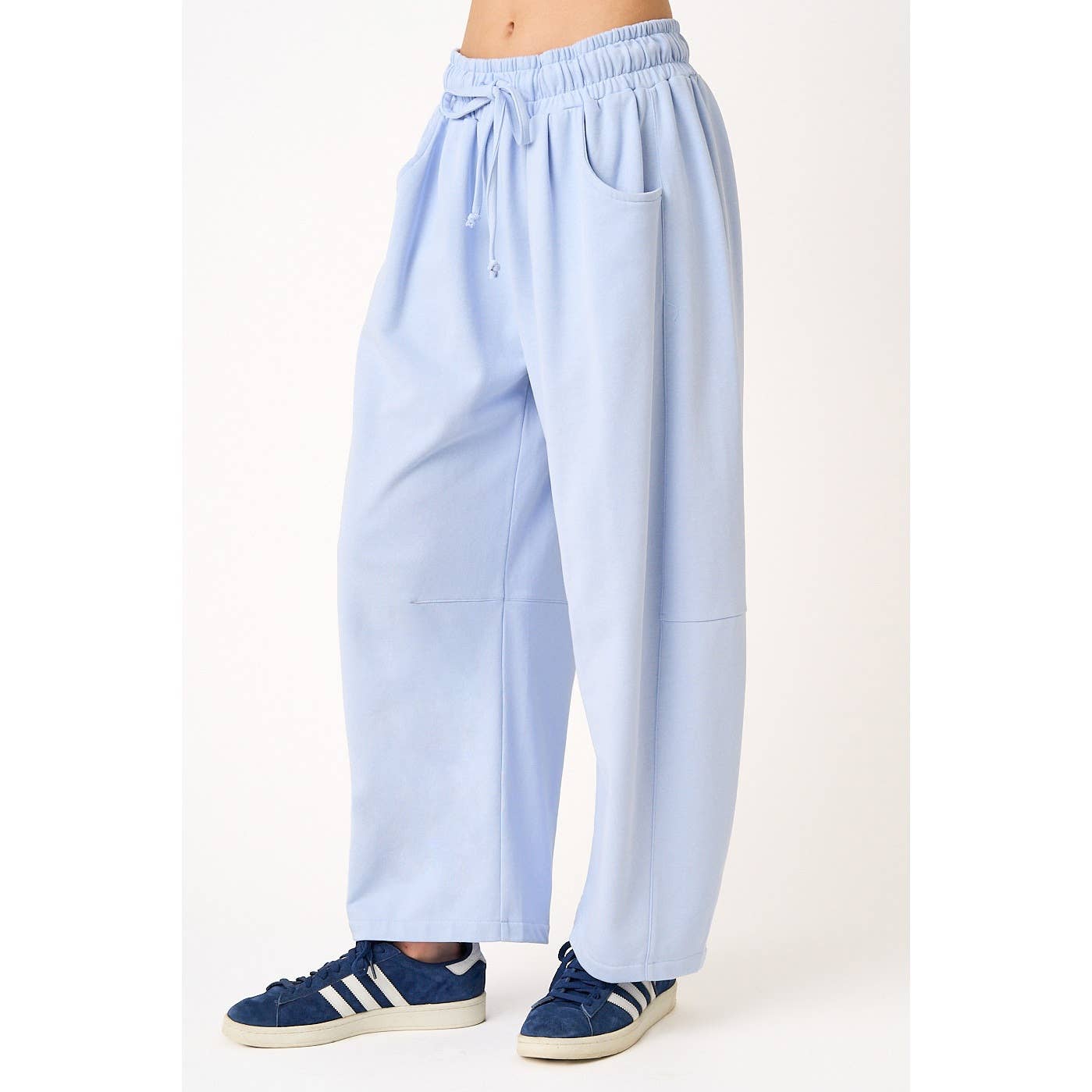 Cecilia COTTON FRENCH TERRY PULL-ON BARREL LEG PANTS