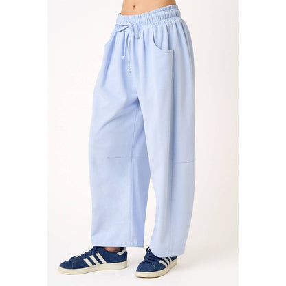 Cecilia COTTON FRENCH TERRY PULL-ON BARREL LEG PANTS