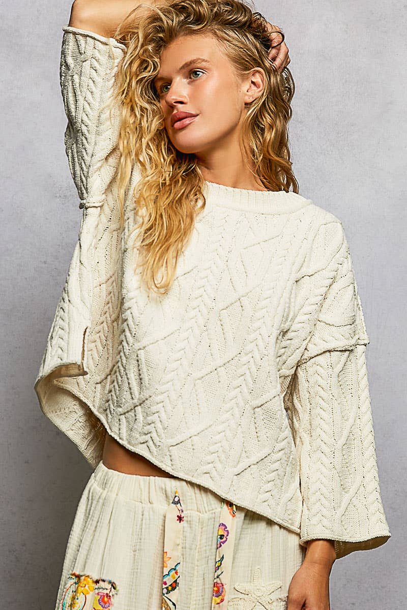 Preorder Cozy Cable Knit Cropped Pullover Sweater