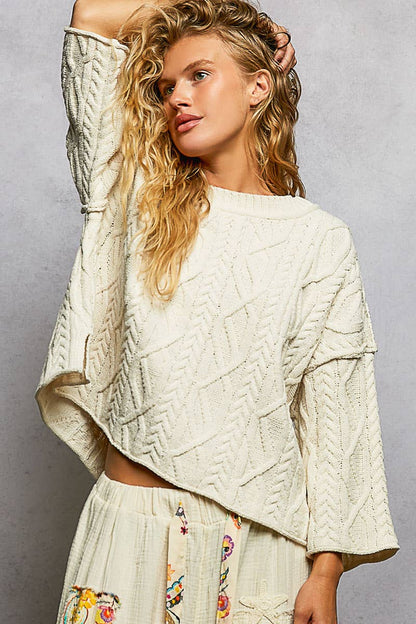 Preorder Cozy Cable Knit Cropped Pullover Sweater