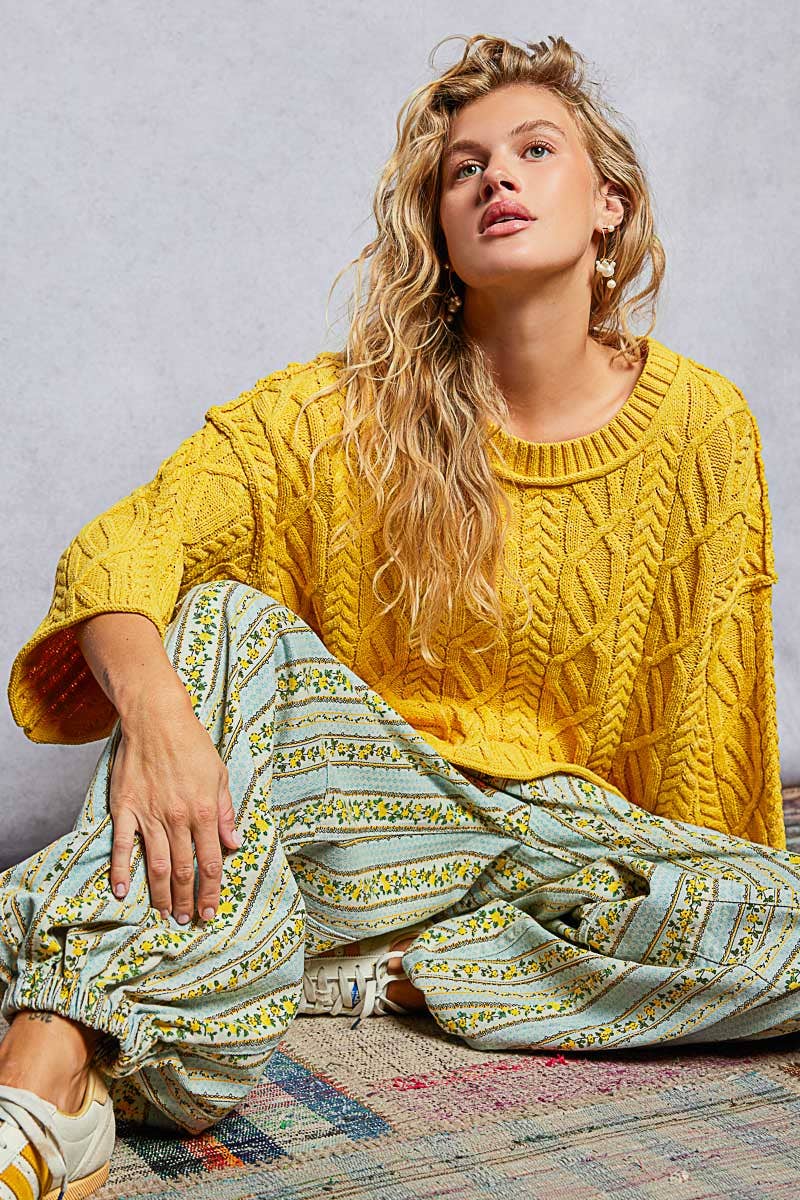 Preorder Cozy Cable Knit Cropped Pullover Sweater