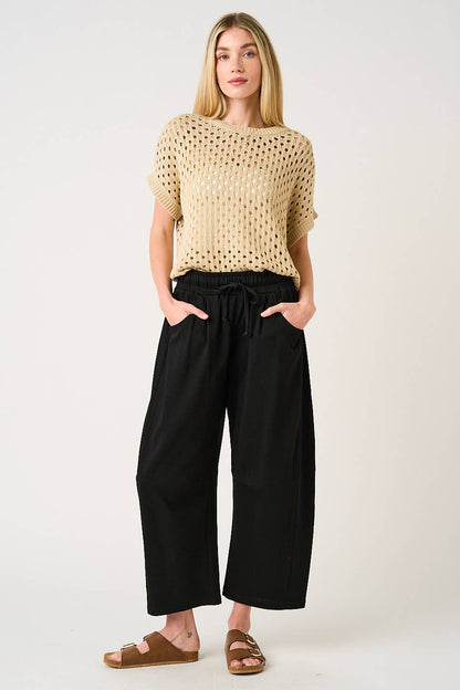 Cecilia COTTON FRENCH TERRY PULL-ON BARREL LEG PANTS