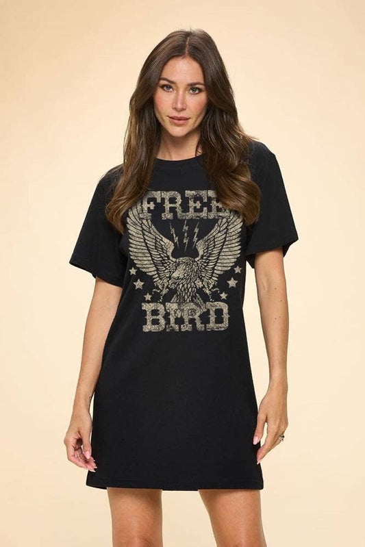 Free Bird Vintage Cotton Graphic Tunic Top