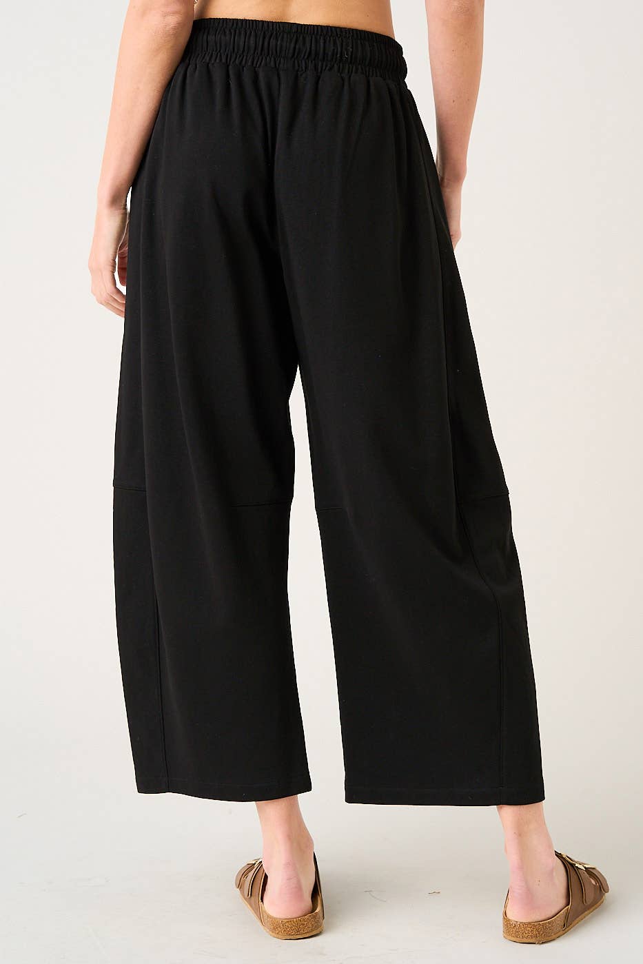 Cecilia COTTON FRENCH TERRY PULL-ON BARREL LEG PANTS