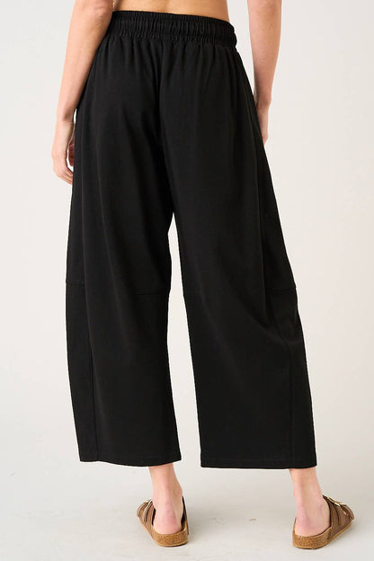 Cecilia COTTON FRENCH TERRY PULL-ON BARREL LEG PANTS