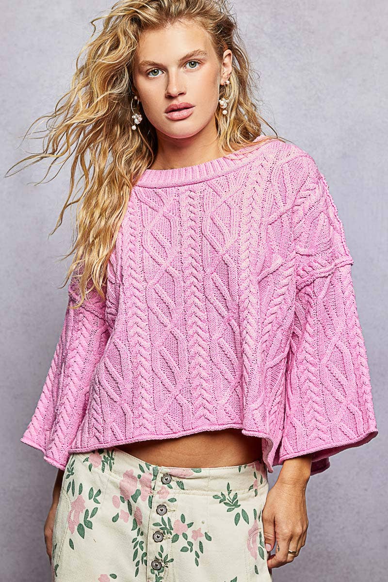 Preorder Cozy Cable Knit Cropped Pullover Sweater