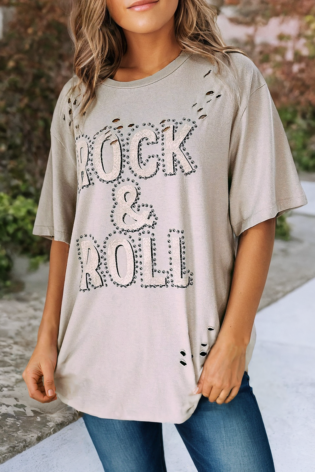 Rock & Roll Graphic Distressed Tee