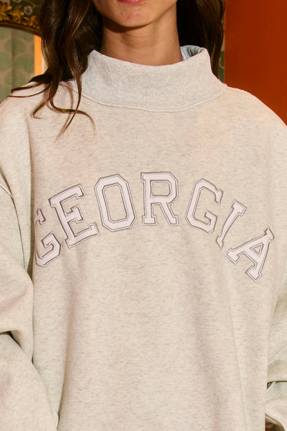 'GEORGIA' Embroidered Mock Neck Sweatshirt